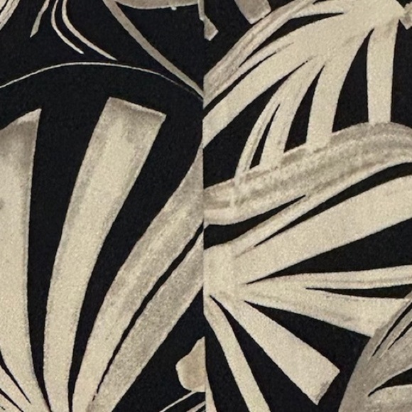 H by Halston Black Taupe Palm Floral Tropical Print Dolman Sleeve Dress Size 12 - Picture 4 of 12